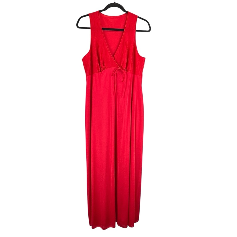 Vintage JC Penney Maxi Sleeveless Empire Waist Red Nightgown Sz S